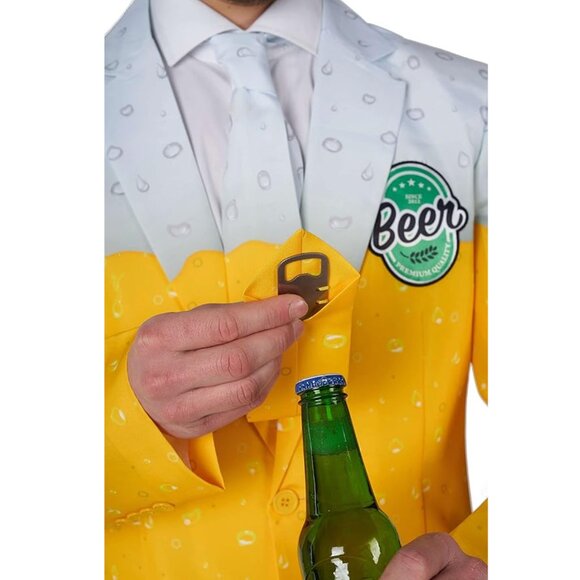 Suitmeister Men's Premium Beer Bottle Opener Oktoberfest Yellow Funny Suit Sz L - Picture 2 of 12